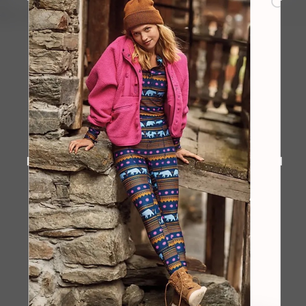 Free People Blue and Pink Patterned Leggings